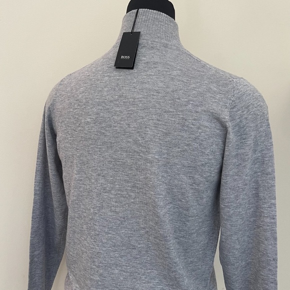 New Hugo Boss Sweater Half Zip Buttons Gray Pullover - Picture 3 of 7